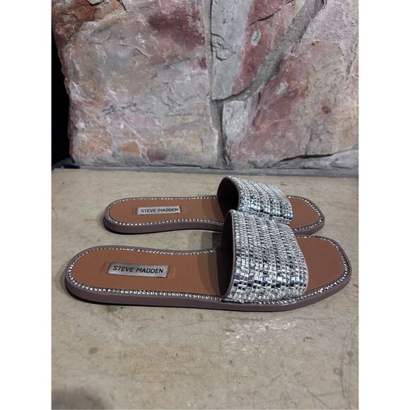 Steve Madden Mira Rhinestone Crystal Slide Slip On Dressy Sandals Size 9M - Picture 8 of 10